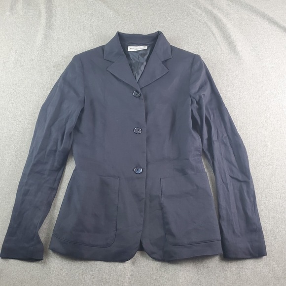 Sonia Speciale Jackets & Blazers - Sonia Speciale Blazer Womens 42 Dark Blue Flax Linen Blend Half Lined Italy